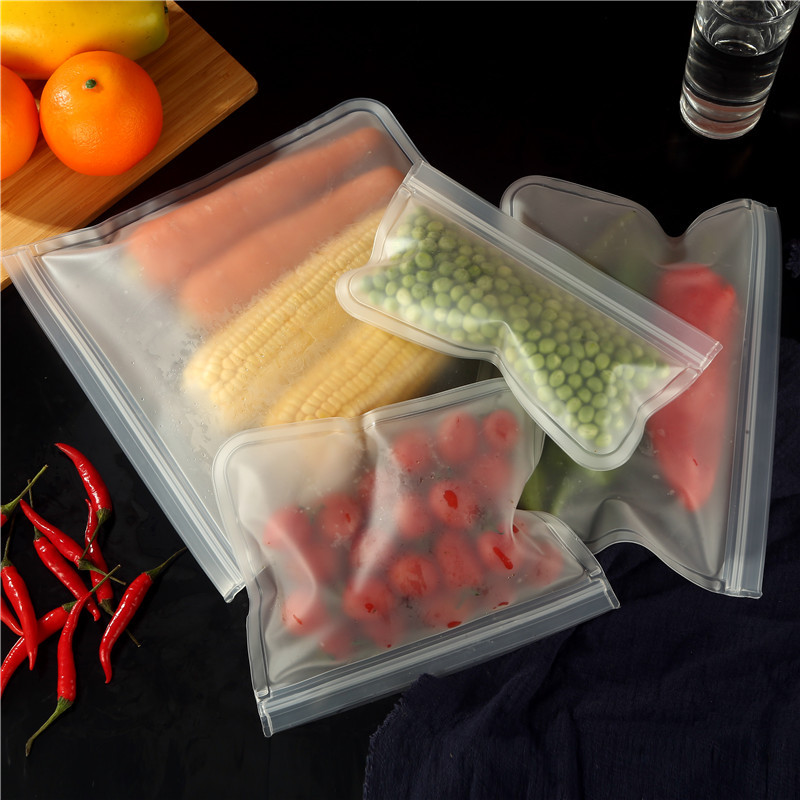 EVA food storage bag three-dimensional PEVA double-track storage fresh-keeping bag refrigerator fruit and vegetable self-sealing bag