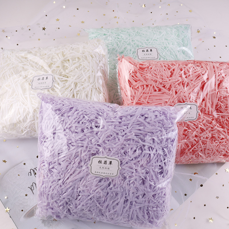 Spot wholesale Lafite grass color shredded paper gift box candy box filler Lafite paper gift box factory direct sales