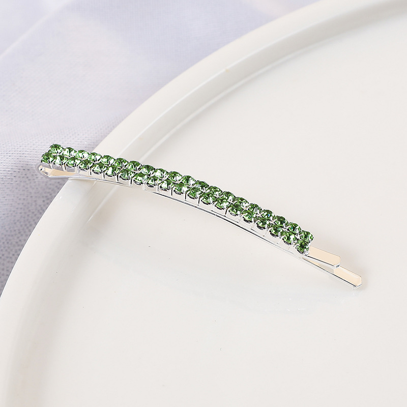 Korean style Internet celebrity double row color hair clip hair accessories female headdress Diamond hairpin girl bangs side clip one-piece delivery