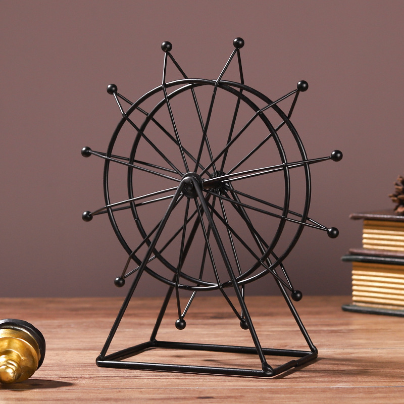 European-style Iron Metal Rotating Ferris Wheel Decoration Office Desktop Living Room Wine Cabinet TV Cabinet Decoration Decoration