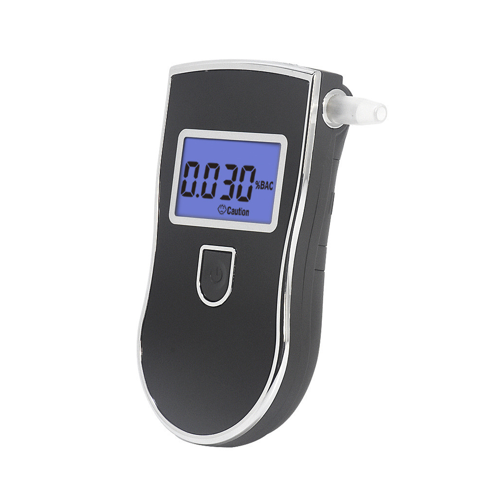 AT818 portable handheld breathing alcohol tester drunk driving blowing blue light alcohol detector