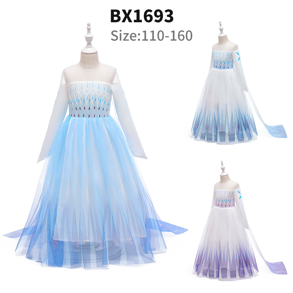 Girls' dress for Instagram, cartoon Elsa princess dress, Frozen Elsa cosplay performance costume, sequin dress