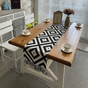 Factory wholesale Chinese pattern household tassel table runner table towel cotton linen thickened Zen tea table table runner