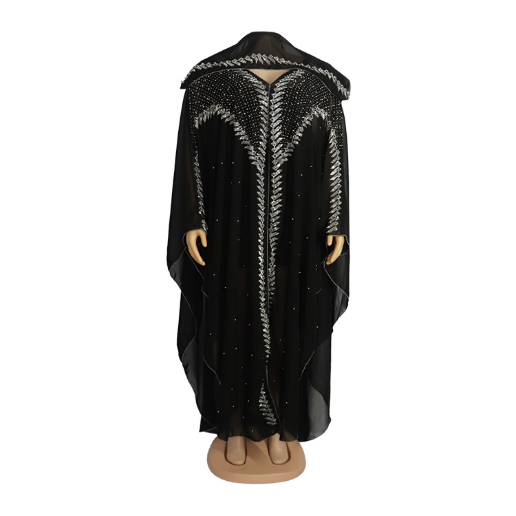 European and American Africa plus size dress Pearl chiffon heavy industry hot drilling gun beads with inner group Source head manufacturers one-piece delivery