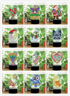 2022 foreign trade new diamond painting light plate DIY manual drill night light desk lamp decorative painting