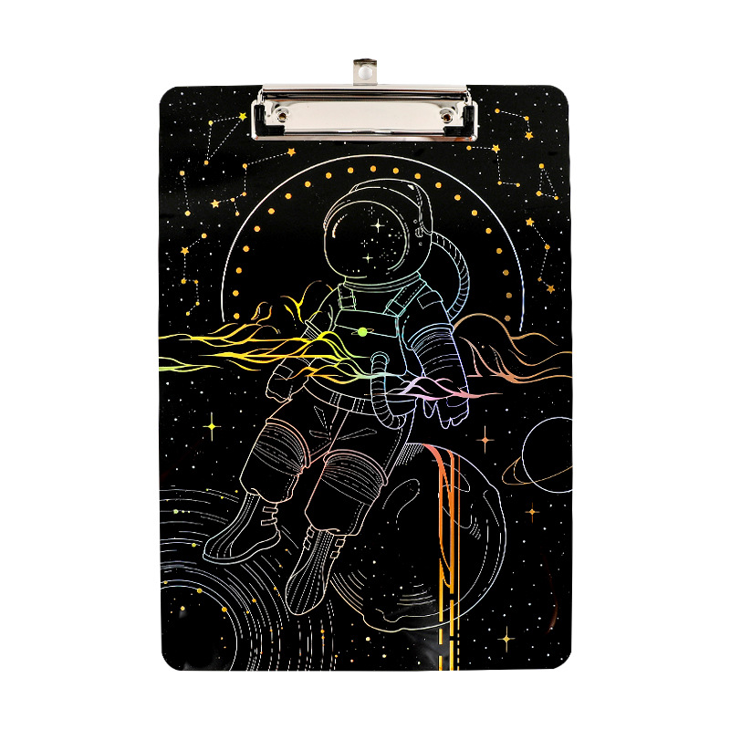 Laser Bronzing High Transparent Acrylic Book Board Clip Dream Realm Hua Series Test Paper Folder Paper Office Supplies