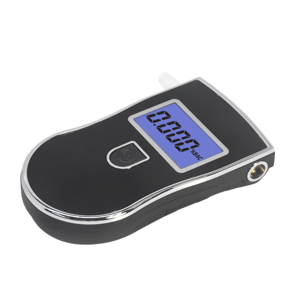 AT818 portable handheld breathing alcohol tester drunk driving blowing blue light alcohol detector