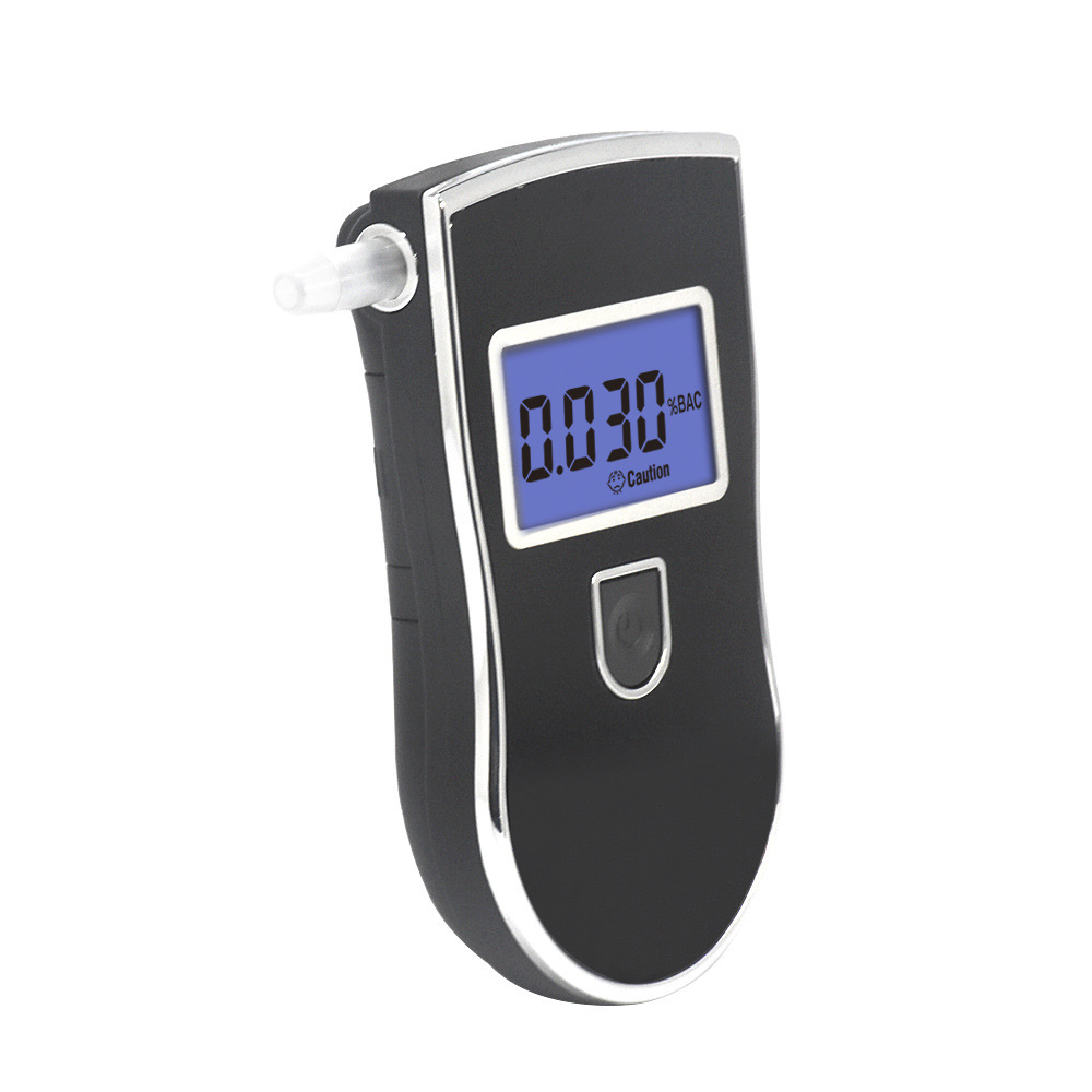 AT818 portable handheld breathing alcohol tester drunk driving blowing blue light alcohol detector