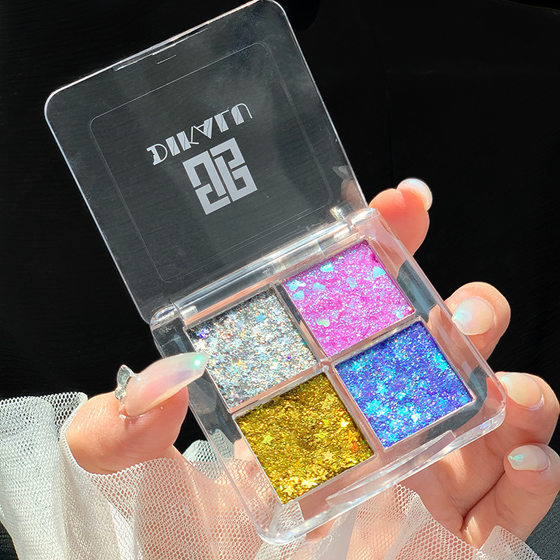 DIKALU four-color sequins eye shadow cream Chinese cosmetics shiny glitter powder pearlescent 4-color eye shadow plate stage makeup