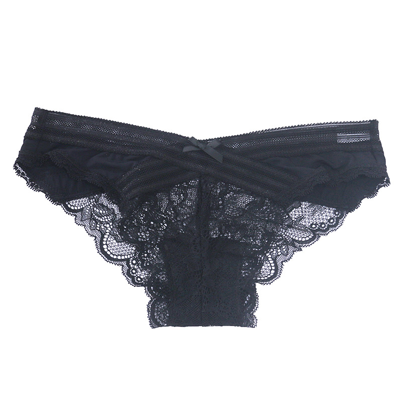 European and American Sexy Transparent Lace Underwear Women's Cross Design Lightweight Breathable Temptation T Pants New Women's Briefs