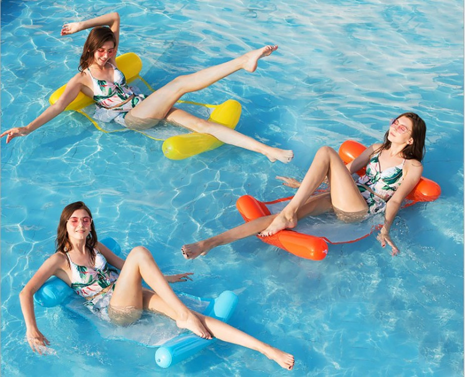 4 tube cross-border hot selling inflatable hammock water amusement recliner floating bed direct selling with net folding backrest floating explosion