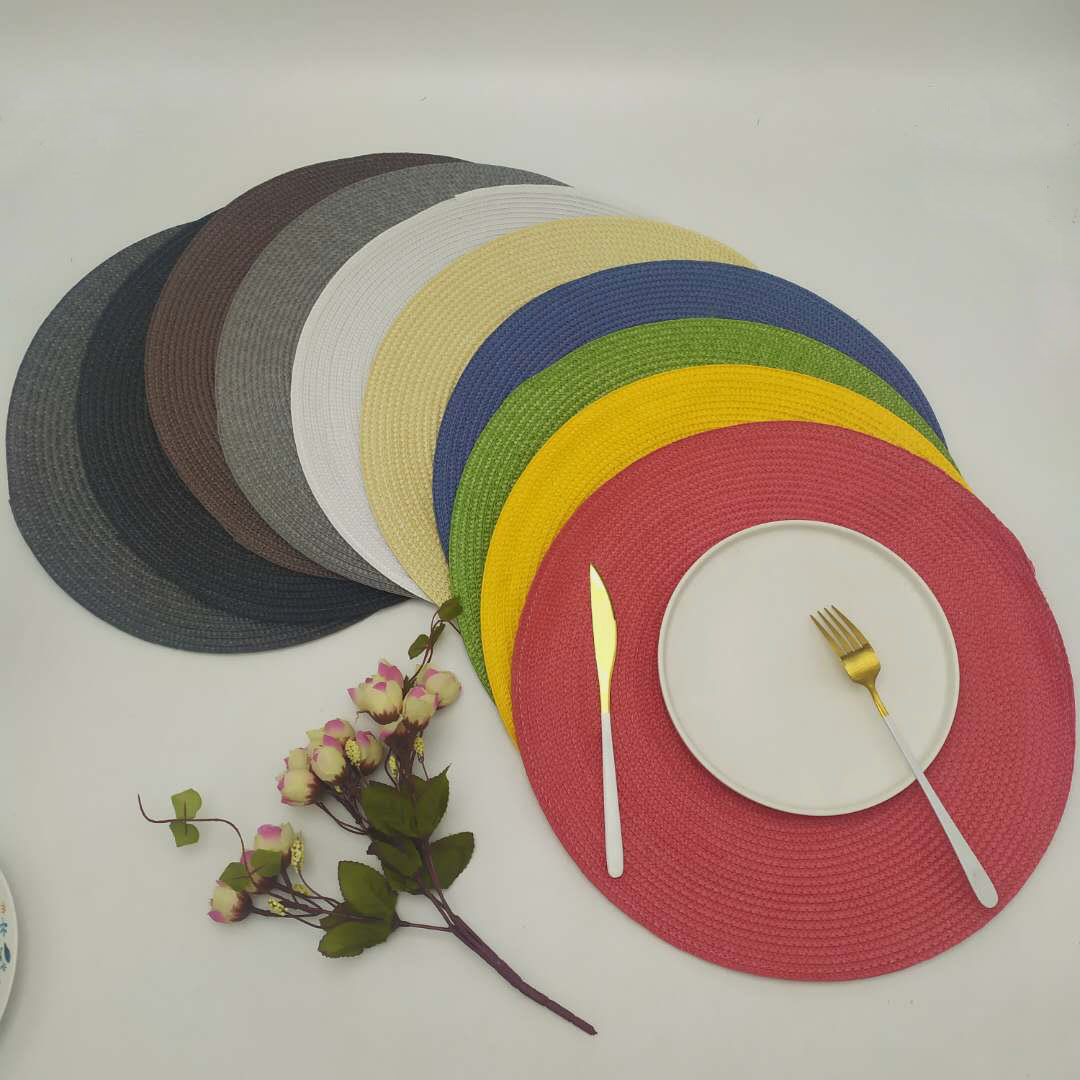 Simple Solid Color pp Woven Placemat Heat Insulation Mat Multicolor Placemat Decorative Mat Dining Table Western Placemat Children's Mat Cup Bowl Mat