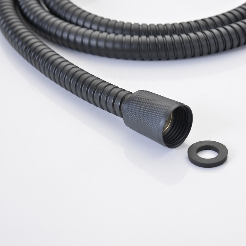 Bathroom Accessories Stainless Steel Double Buckle Matte Black High Pressure Shower Head Hose 1.5 m Black Shower Hose