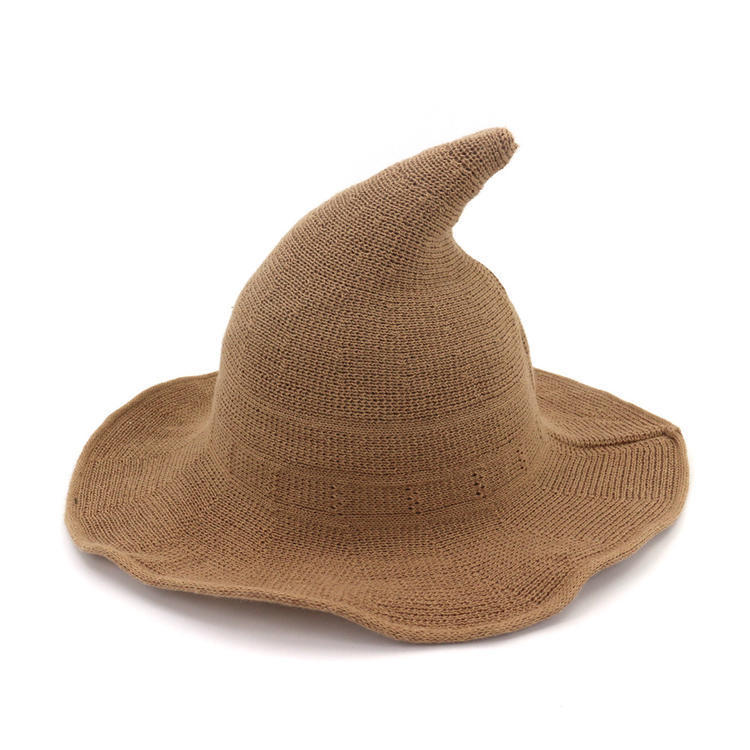 Korean style women's Wizard pointed-top wide brim breathable cotton wizard top hat spring and summer women's fisherman sun-proof funny basin hat female