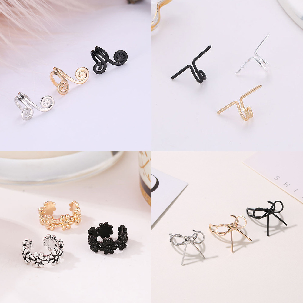 Cross-border hot geometric ear clip without ear hole Women's retro simple creative design ear clip European and American earrings wholesale