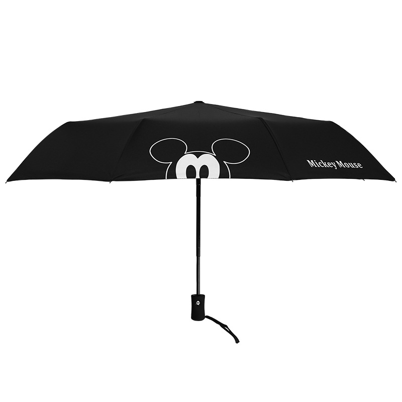 Full-automatic three-fold cute animation cartoon umbrella black rubber umbrella sun umbrella sunny rain dual-use umbrella wholesale