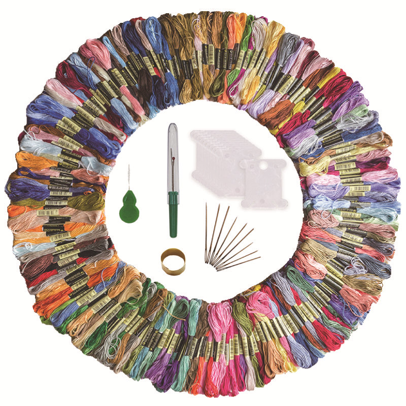 Factory direct cross stitch thread 50 color 100 color embroidery thread 8 meters/DIY to send winding plate embroidery needle threader