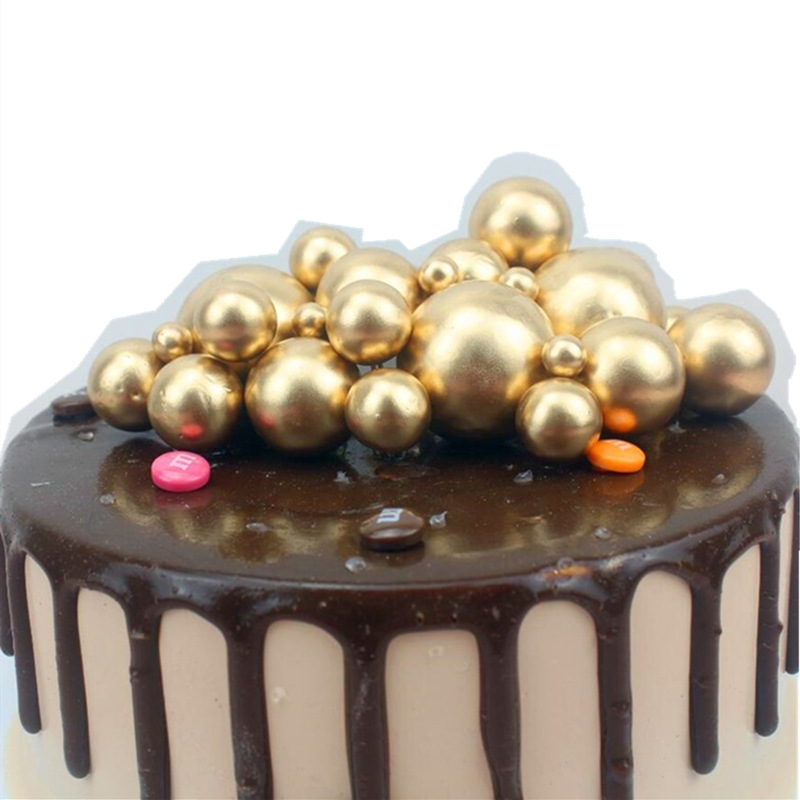Golden Ball Silver Ball Birthday Cake Decoration ins Cold Wind Golden Silver Ball Ball Plug-in Ornament Baking