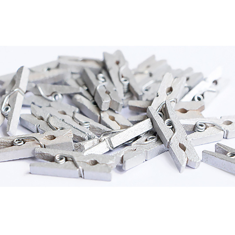 Gold Silver 2.5cm Wood Clip Color Clip Photo Clip Photo Clip Mini Small Wood Clip Spot Wholesale