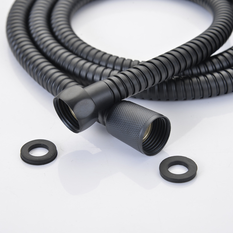 Bathroom Accessories Stainless Steel Double Buckle Matte Black High Pressure Shower Head Hose 1.5 m Black Shower Hose