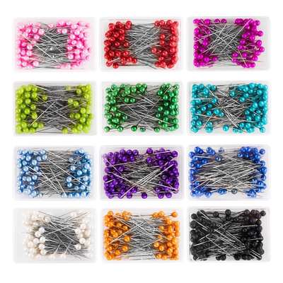 Wholesale nickel plated 100 pieces of color Pearl needle high quality pearl pin stainless steel clothing vertical cutting positioning needle