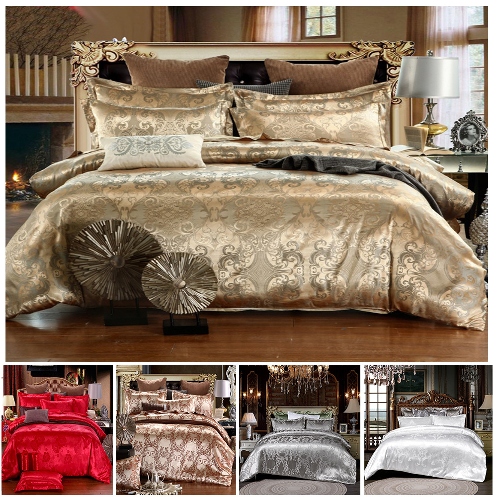 European Jacquard Wedding Bedding Set Three-piece Lace Duvet Cover Pillowcases Luxury Bedroom Decor