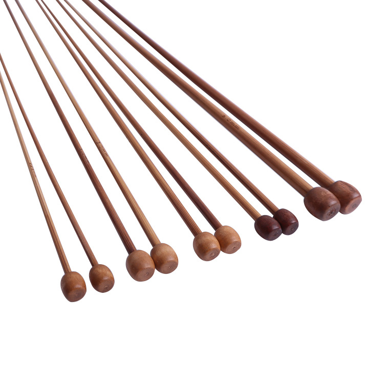 New carbonized sweater needle single pointed stick needle round bead long bead single bamboo 35CM suit wholesale knitting diy