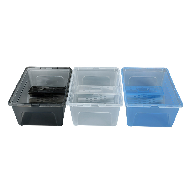 Turtle Tank with Drain Outlet Turtle Basin Second Generation Turtle Tank with Basking Table Water Plastic Fish Box Box for Raising Turtle Tank Extra Large