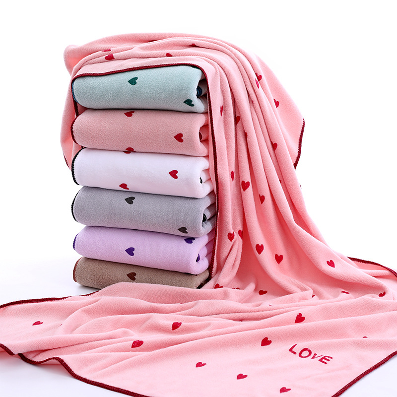 Wholesale fine fiber cartoon large bath towel soft absorbent love beach towel stall stall a generation of hair