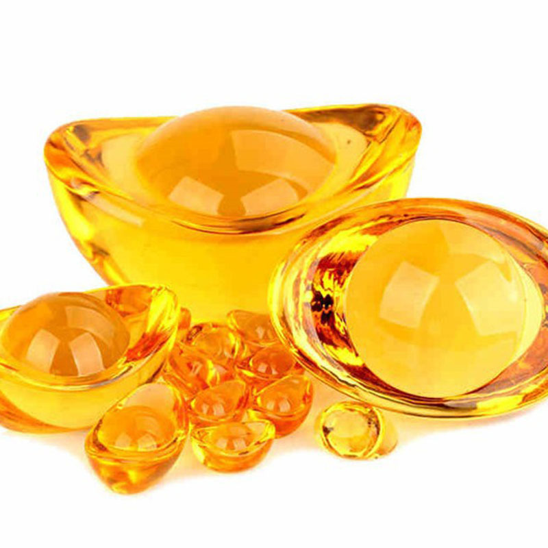 Wholesale yellow crystal size ingot glass jewelry company holiday event gifts home decoration ornaments