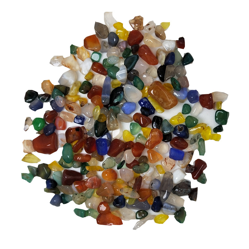 Wholesale natural colorful agate gravel seven-treasure gravel degaussing ornaments fish tank original stone cross-border Chinese filler