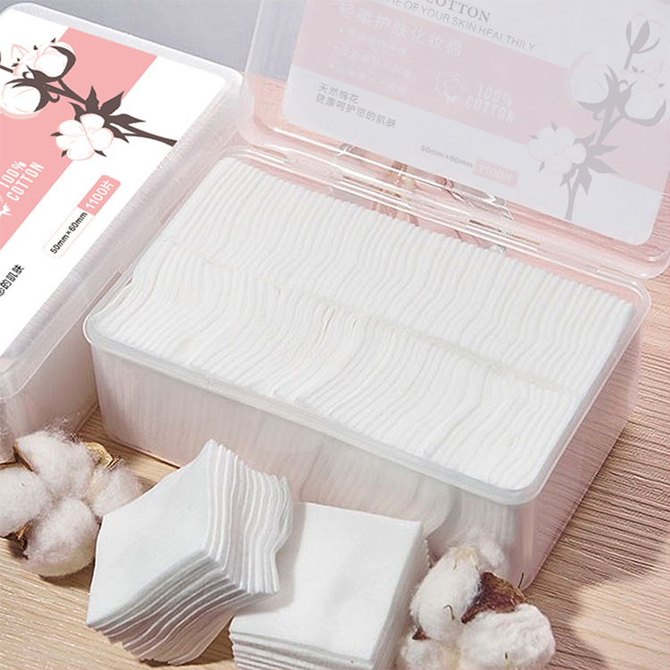 Source manufacturers 1100 pieces of boxed cosmetic cotton thin water-saving makeup remover cotton wet application cotton nail remover cotton piece generation hair