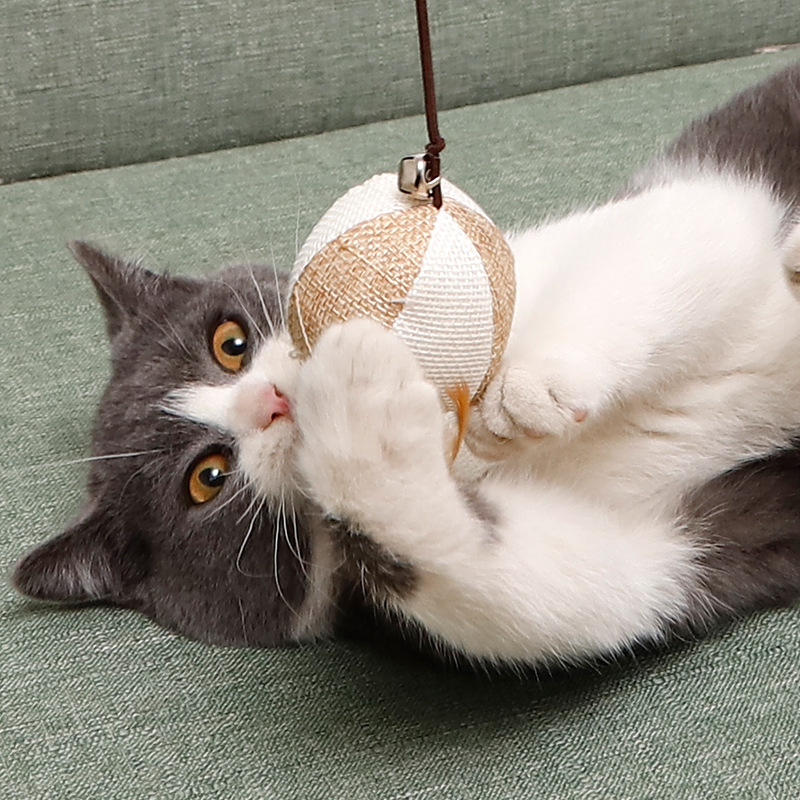 Funny cat stick in stock leather Taobao linen feather Bell funny cat toy solid wood wooden pole pet cat toy wholesale