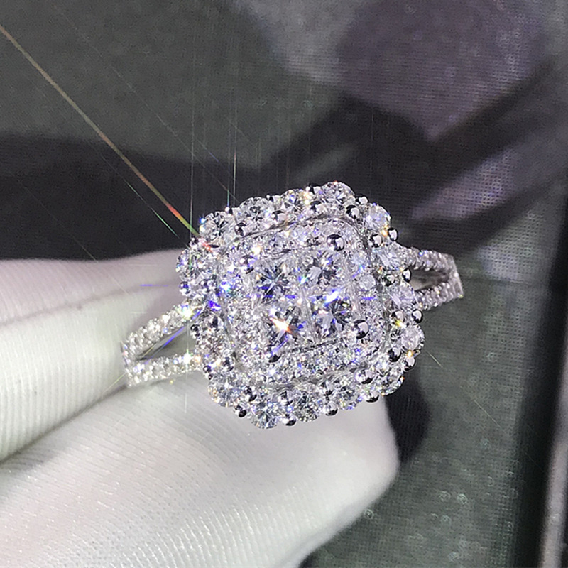 曹適歐美新款 經典女款微鑲鋯石結婚戒指 wish手飾品批發直銷