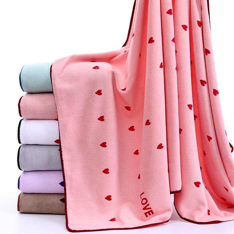 Wholesale fine fiber cartoon large bath towel soft absorbent love beach towel stall stall a generation of hair