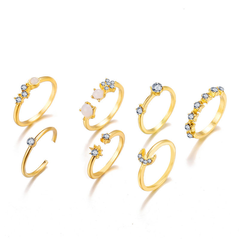 5763 Han Zhishang European and American Cross-border Star Moon Ring 9-piece Creative Retro Simple Alloy Joint Ring