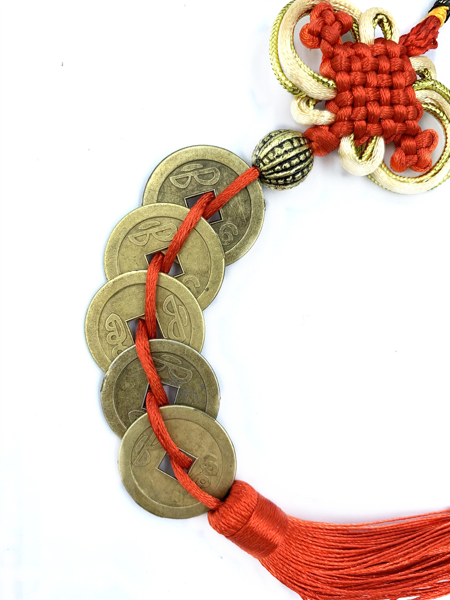 Factory Direct Supply Phnom Penh Chinese Knot Five Emperors Copper Coin String Ancient Coin Pendant Home Door and Window Car Hanging