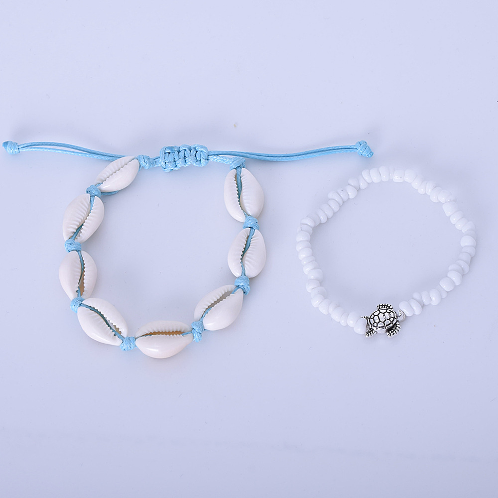 wish New Anklet Fashion Bohemian Beach Shell Anklet Two-piece Set for Men and Women Beach Anklets