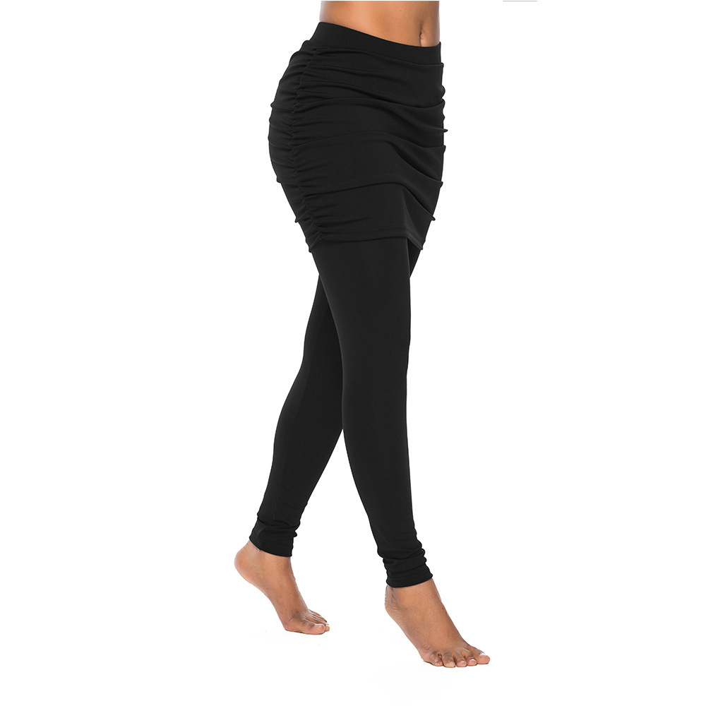 2020 cross-border hip side pleated skirt fake two-piece bottoming skirt stretch sports pants