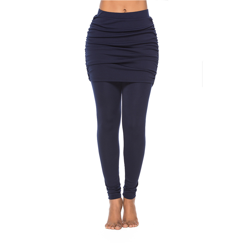 2020 cross-border hip side pleated skirt fake two-piece bottoming skirt stretch sports pants