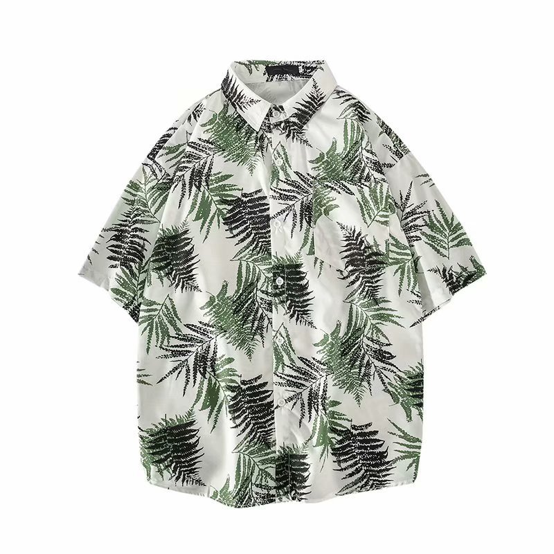 Flower shirt men's short sleeve vetiver Korean style loose summer retro 2019 trendy plus size women's handsome Hawaii