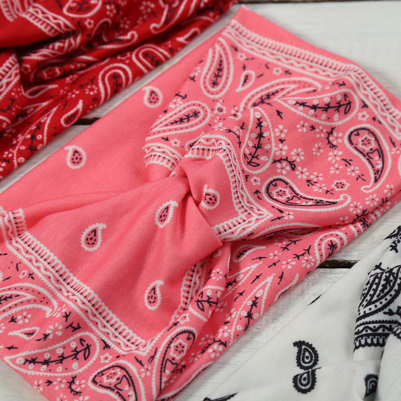 European and American Cross-border Explosions Printed Sports Headband Elastic Knot Cross Hair Band Cashew Flower Headband Hair Accessories