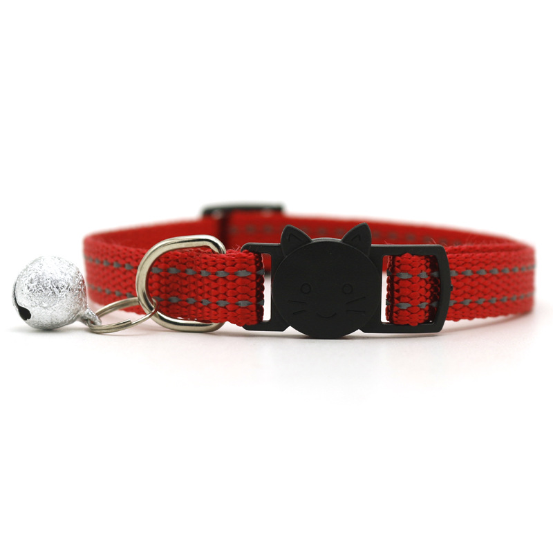 Pet Cha Cha Pet 1.0 Reflective Silk Frosted Bell Collar Cat Dog Collar Cat Head Safety Buckle Collar