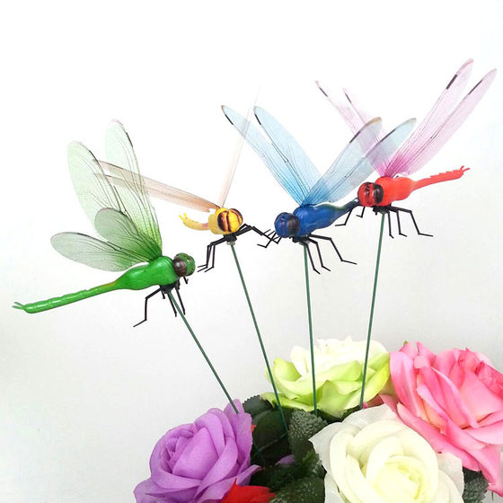 Cross-border 12CM Simulation Dragonfly Magnetic Refrigerator Sticker Pin Curtain Decoration Creative Home Simulation Dragonfly Insert Rod