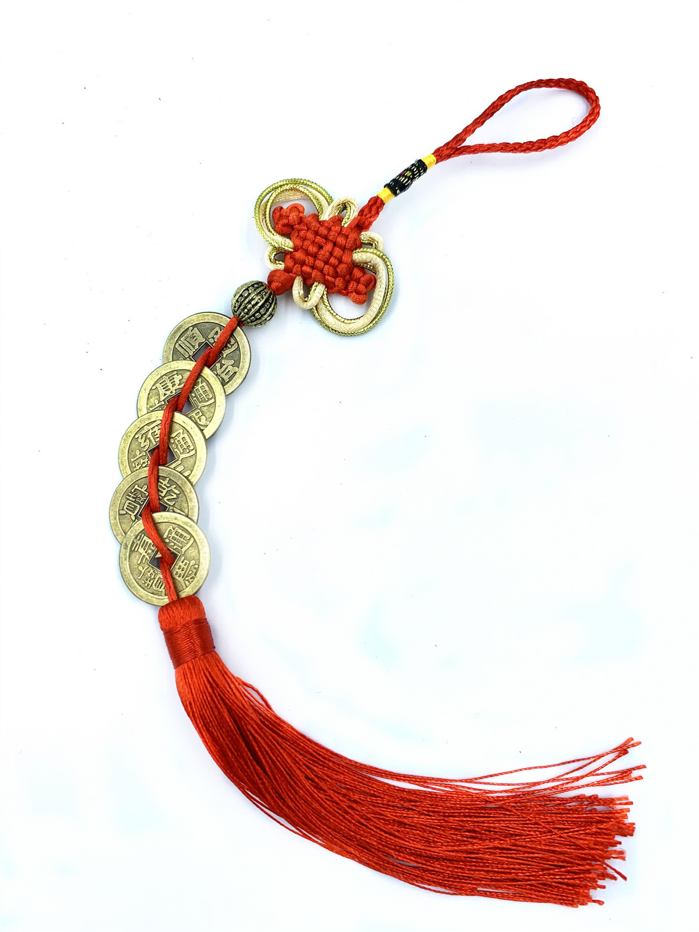 Factory Direct Supply Phnom Penh Chinese Knot Five Emperors Copper Coin String Ancient Coin Pendant Home Door and Window Car Hanging