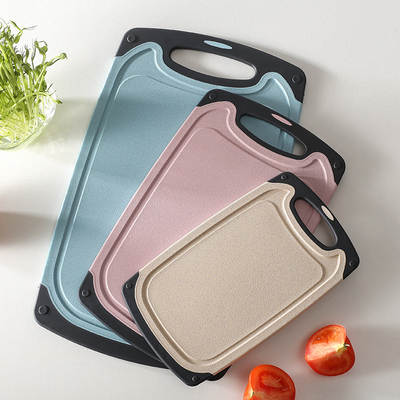 Kitchen Tools FDA Wheat Straw Plastic Cutting Board Chopping Board Three-Piece Set Cutting Vegetables Fruit Meat Cutting Board Supplies