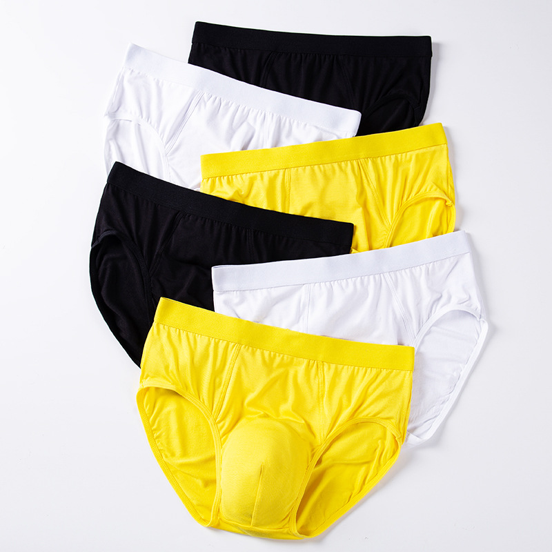 SOURCE manufacturer men's underwear mid-waist briefs summer thin underwear white yellow youth comfortable breathable pants