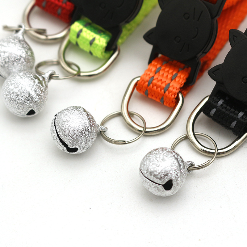 Pet Cha Cha Pet 1.0 Reflective Silk Frosted Bell Collar Cat Dog Collar Cat Head Safety Buckle Collar