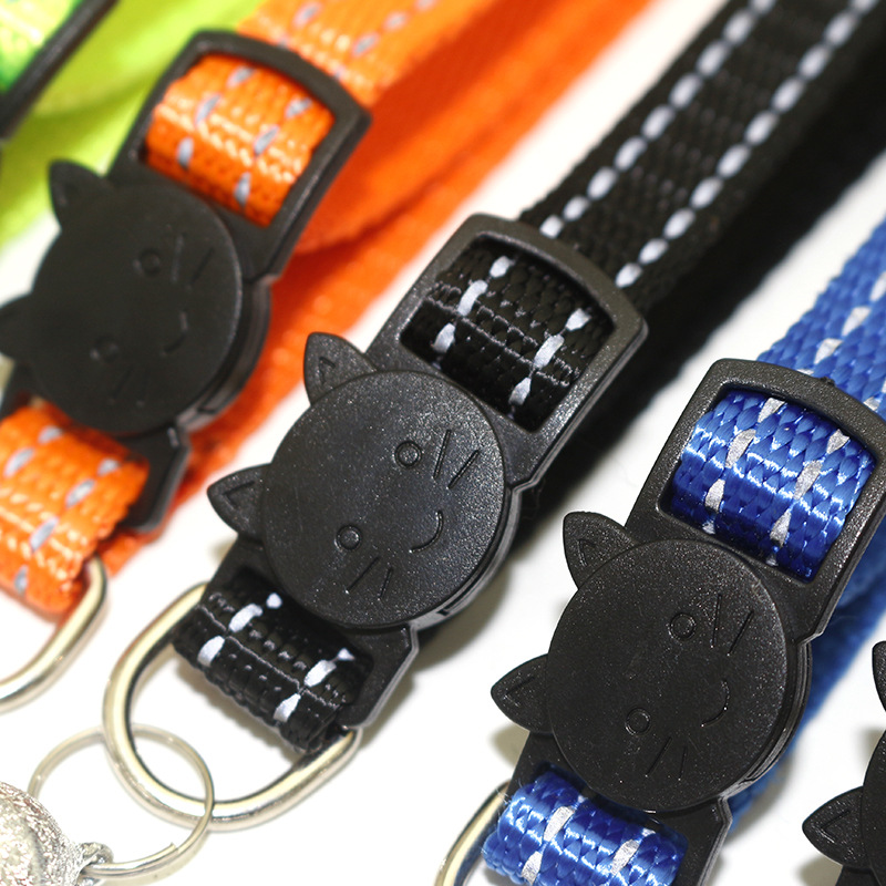 Pet Cha Cha Pet 1.0 Reflective Silk Frosted Bell Collar Cat Dog Collar Cat Head Safety Buckle Collar