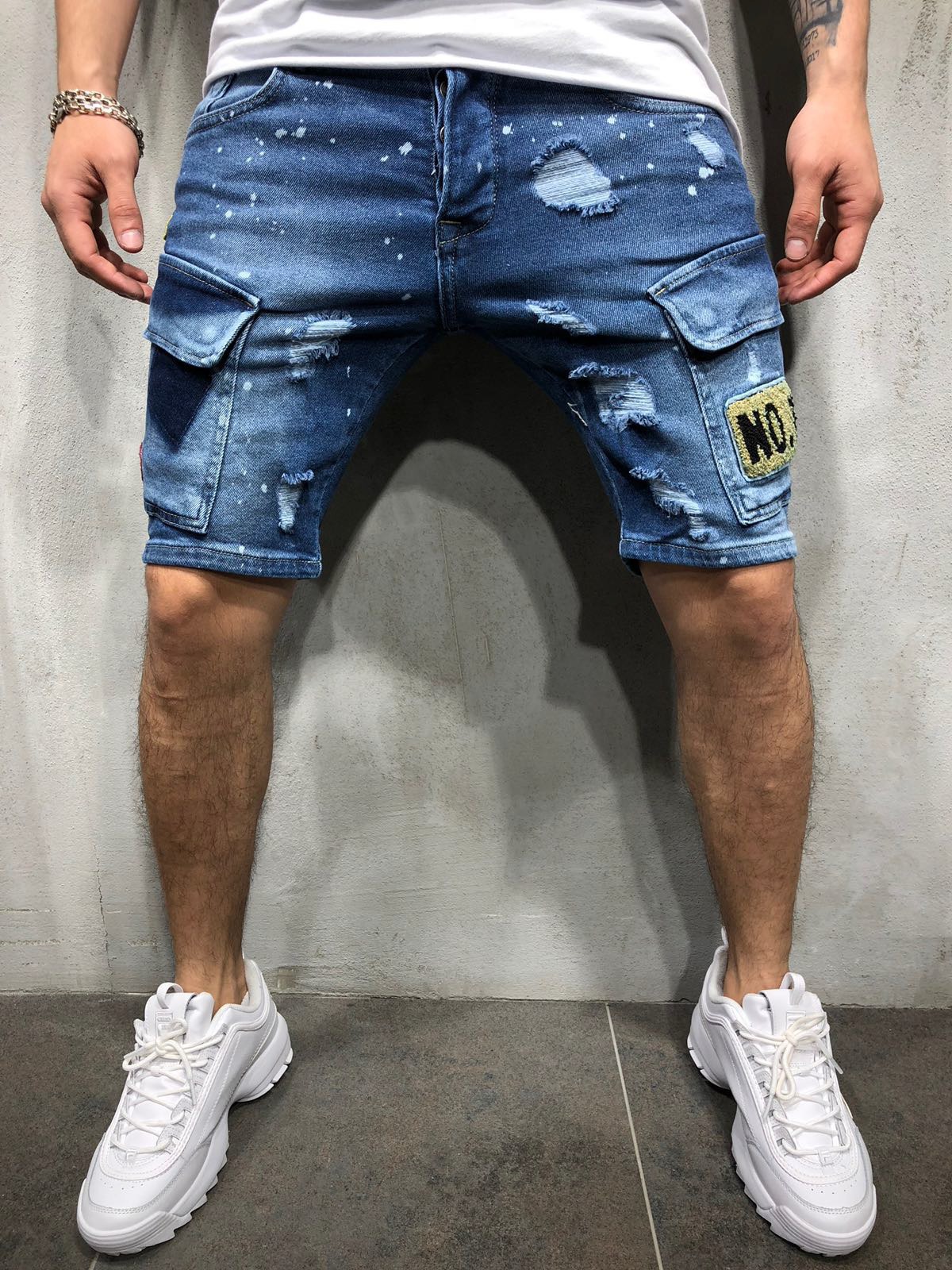 2021 European and American Men's Jeans New Ripped Slim-fit Men's Shorts Cross-border Trade Men's Casual Shorts Trendy